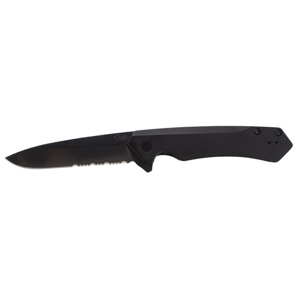 Mission Series Black Anodized Aluminum S35VN Spear DLC-Coated Serrated Blade Kinzua® - Image 4