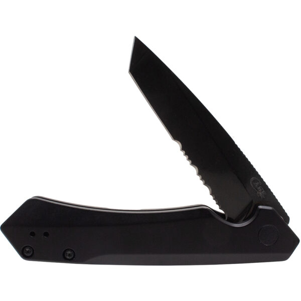 Mission Series Black Anodized Aluminum MagnaCut Tanto DLC-Coated Serrated Blade Kinzua®