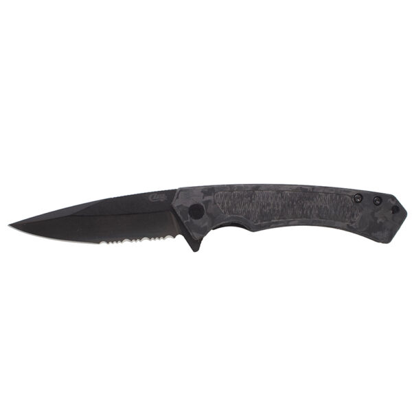Mission Series Marbled Carbon Fiber S35VN Drop Point DLC-Coated Serrated Blade Marilla® - Image 4