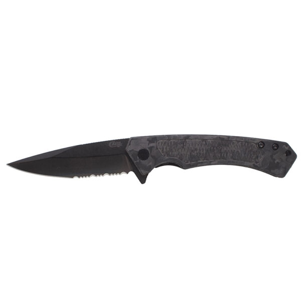 Mission Series Marbled Carbon Fiber MagnaCut Drop Point DLC-Coated Serrated Blade Marilla® - Image 4