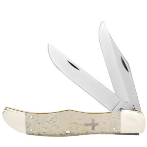 Smooth Natural Bone Cross Shield Large Folding Hunter