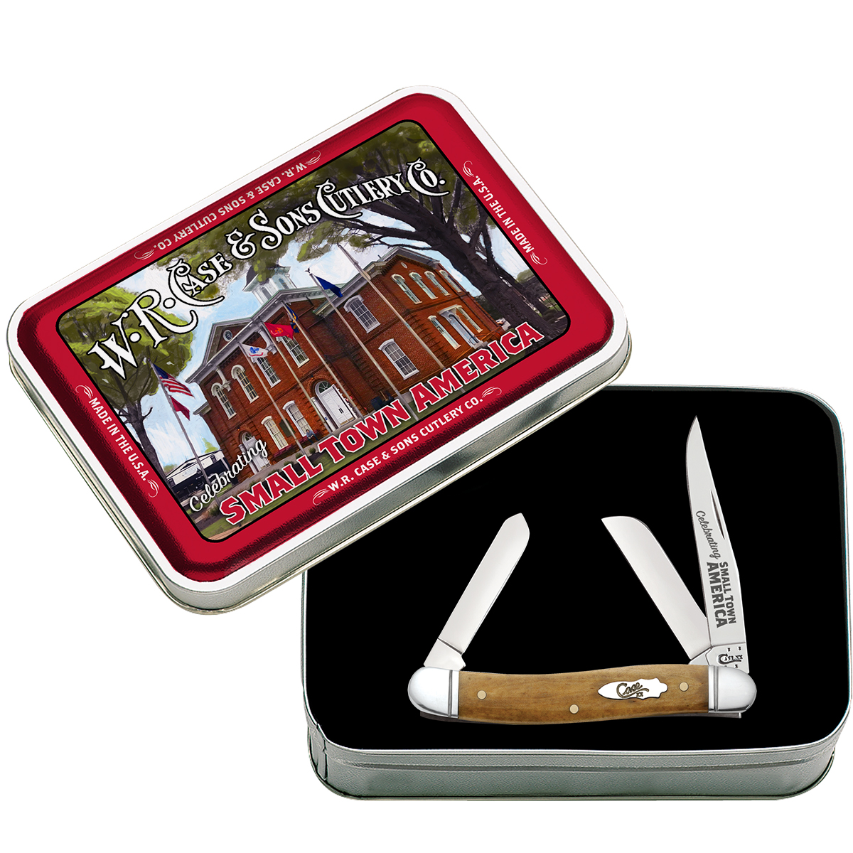 Smooth Antique Bone Courthouse Square Medium Stockman Gift Tin Set