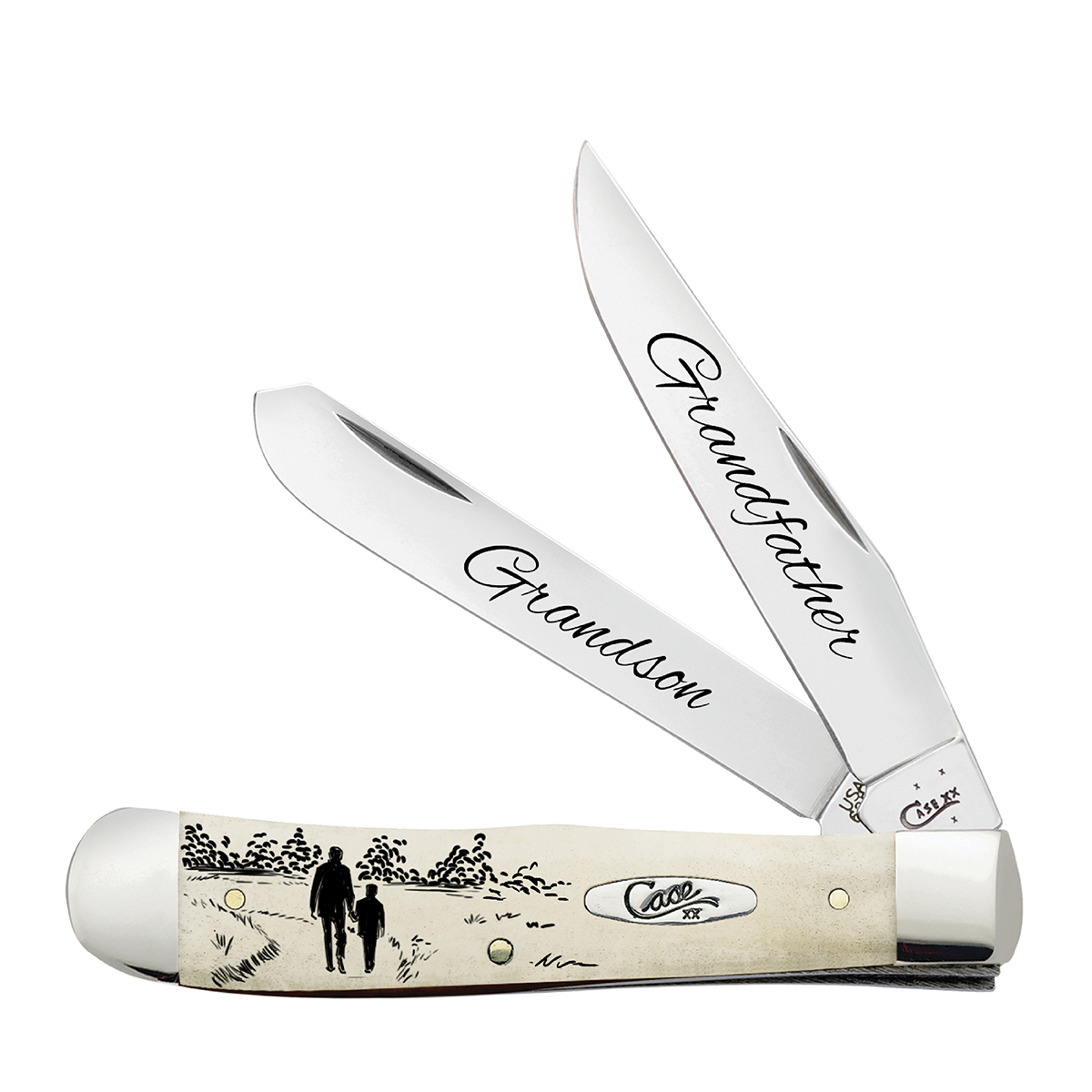 Grandfather & Grandson Smooth Natural Bone Trapper Gift Set - Image 2