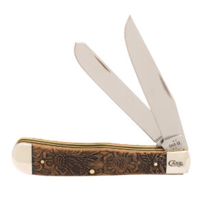Sculpted Antique Bone Western Tooled Trapper
